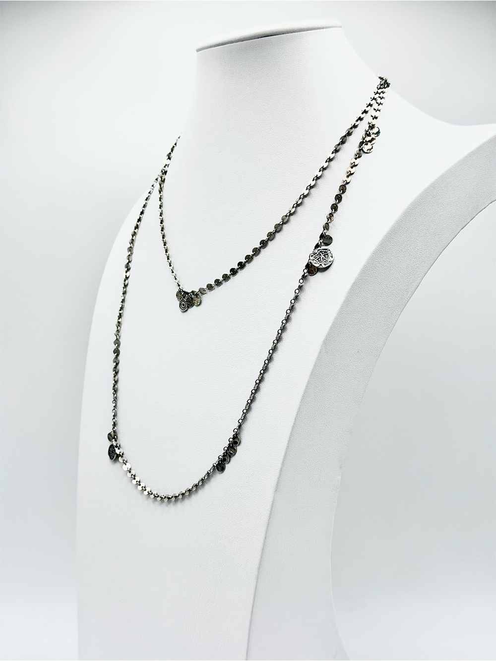 Silpada Festive Glittering Sterling Silver CONFETTI 46” Disc & Charm Necklace - Picture 3 of 15